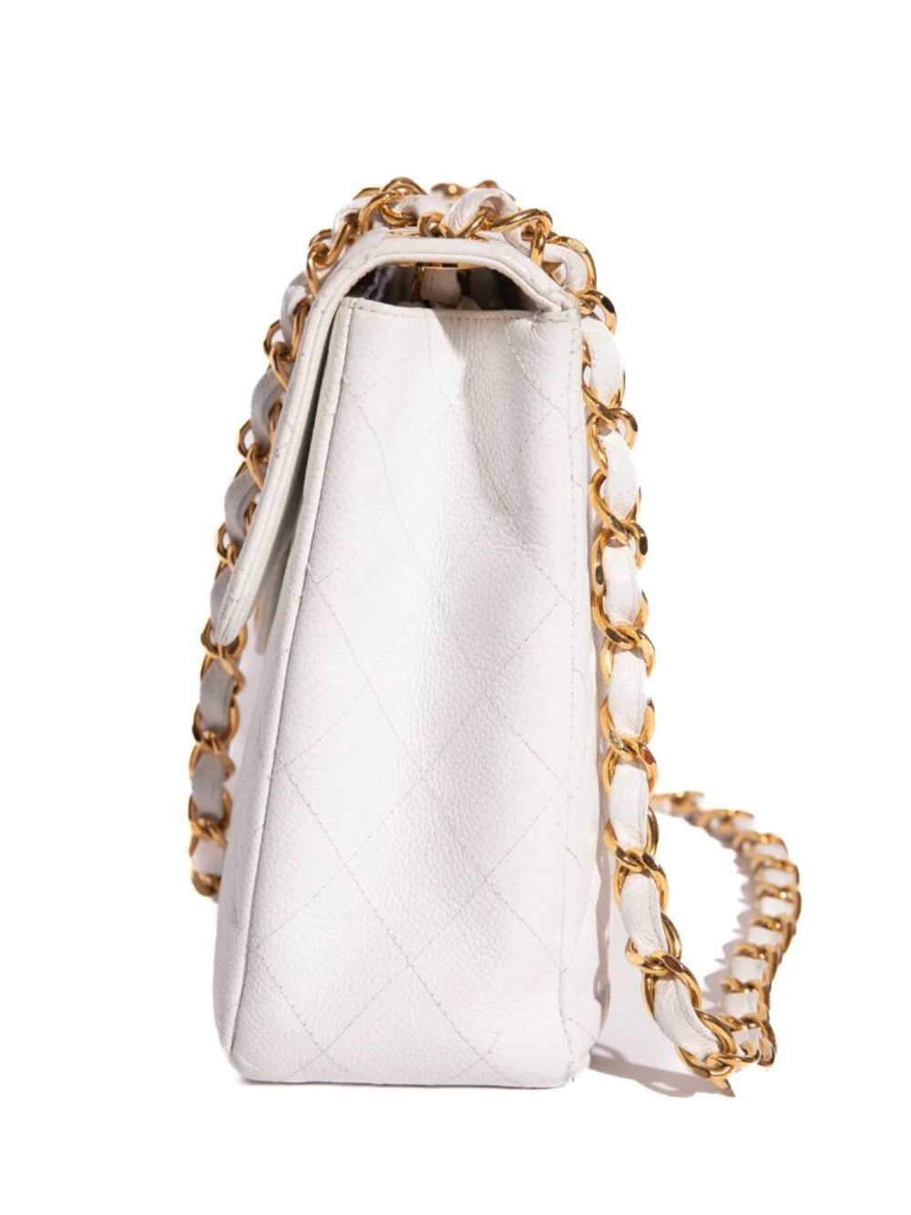 CHANEL Classic White Classic Flap Handbag, Caviar, 24k Hardware, 1997 era - Picture 7 of 17